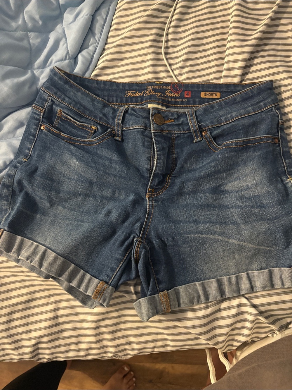 Faded Glory Women's Blue Denim Cuffed Jean Shorts